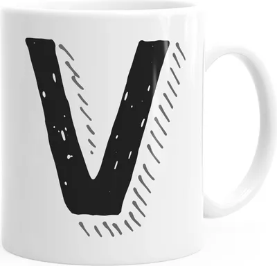Produktbild von Kaffee-Tasse Buchstaben Buchstabe glänzend Kaffeetasse Teetasse Keramiktasse MoonWorks® V weiß unisize