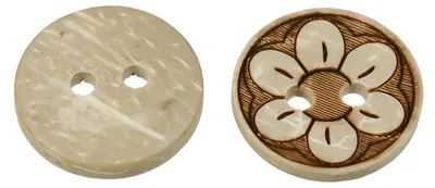 Holzknöpfe Motiv Kokos Blume Blüte, braun