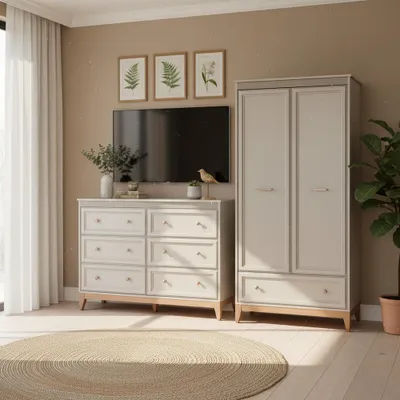Produktbild von Schlafzimmer Set 2-teilig in Kaschmir, Kleiderschrank & Kommode - WILNA-161