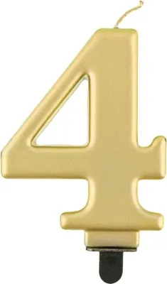 Zdjęcie produktu dla Świeczka cyferka 4, metalik złota, 8 cm