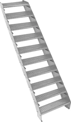 Productafbeelding van Verstelbare, verzinkte stalen trap met tien treden – 600 mm breed