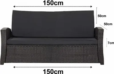 Obrázek produktu pro Podsedáky na zahradní lavičku 150x50x50cm Sedák s opěradlem, Polstry na zahradní nábytek polštář na zahradní houpačku Černý venkovní polštář-Slim