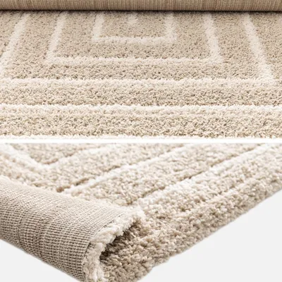 Produktbild von sweeek - Teppich für Indoor mit rechteckigem Muster beige und creme