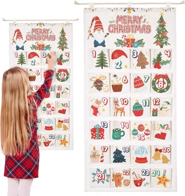 Obrázek produktu pro Adventní kalendář, který si můžete sami naplnit – s 24 přihrádkami – určený k zavěšení – k vlastnímu naplnění – dekorativní vánoční kalendář