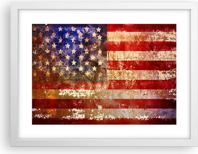 Produktbild von Gerahmtes Poster - Weißer Rahmen - Amerika Flagge national patriotisch - 40x30 cm - Wand Bild - Wanddeko - Wandbilder - Wandposter - Bilderrahmen - Bilder - Kunstdruck - Wandbild - P2WAA40x30-3084