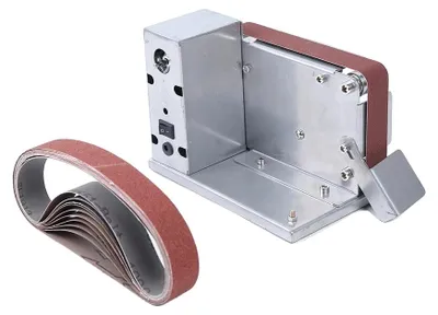Obrázek produktu pro Pásová bruska, motor 96 W, nastavitelná regulace otáček, stříbrná