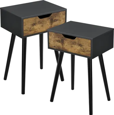 Image de Table d'appoint 'Östersund' set de 2 pièces Noir/Ton bois foncé