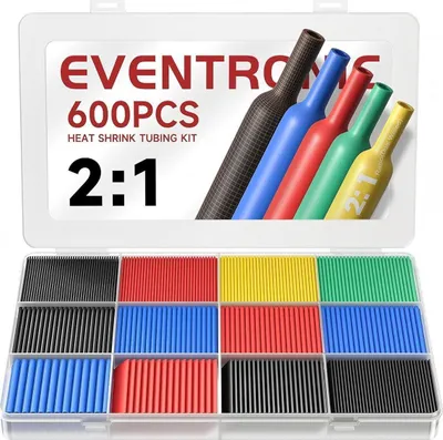 Image de Eventronic ET1001 Kit de gaines thermorétractables 560 pièces 2:1 ratio 12 tailles 5 couleurs