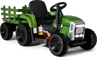Produktbild von 12 V Kinder Traktor mit Abnehmbarem Anhänger & Fernbedienung Elektrisches Spielzeugauto Grün