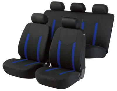 Obrázek produktu pro WALSER kompletní sada potahů autosedaček Hastings, potahy autosedaček, kompletní sada, 2 potahy předních sedadel, 1 potah zadních sedadel, univerzální potahy autosedaček černá/modrá
