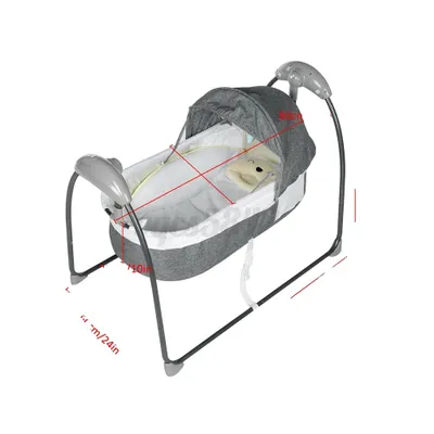 Productafbeelding van Babybed, wipstoel met 3 standen, comfortabele bekleding, grijs