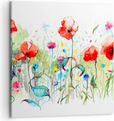 Produktbild von Bild auf Leinwand - Leinwandbild - Blumen Wiese Blatt Natur - 50x50cm - Wand Bild - Wanddeko - Leinwanddruck - Bilder - Kunstdruck - Wanddekoration - Leinwand bilder - Wandkunst - AC50x50-3076