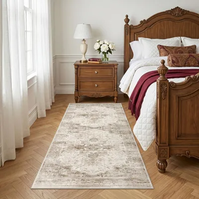 Retro-Vintage-Teppich 80x150 cm, beige, rechteckig, Polyester