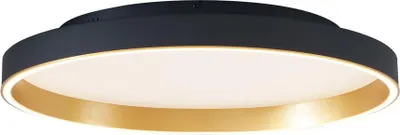 Zdjęcie produktu dla Designowa lampa sufitowa, czarna ze złotymi akcentami, 60 cm, z diodami LED i 3-stopniowym przełącznikiem, model Ingo