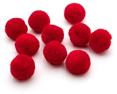 Produktbild von Vintageparts Pompons Polyester in Ziegelrot 30 mm, 10 Stück
