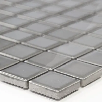 Produktbild von Keramik Mosaikfliesen Adrian Grau Glänzend Quadrat 23