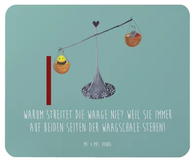 Produktbild von Mr. & Mrs. Panda Mauspad Waage Harmonie - Meeresbrise - Geschenk, mousematte, Gleichgewicht, Diplomatie, Ästhetik, Geschenke Sternzeichen, Tierkreiszeichen, Mouse Pad