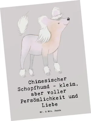Produktbild von Mr. & Mrs. Panda Postkarte Chinesischer Schopfhund Liebe - Grau Pastell - Geschenk, Hunderasse, Hunderassen Beschreibung, einzelkarte, Ansichtskarte, einzigartig, lebhaft
