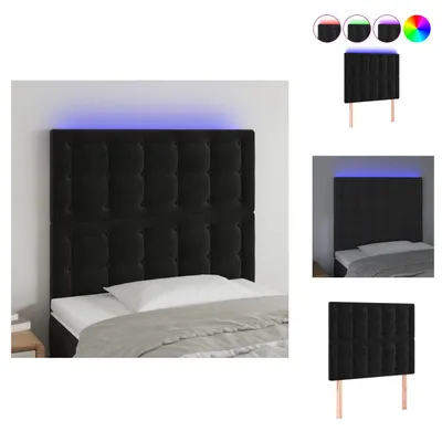 Image de vidaXL LED Tête de lit Noir 80x5x118/128 cm Velours - Tête & Pieds de lit