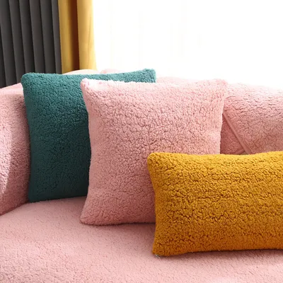 Produktbild von (Rosa, 30 * 50 cm) Kissenbezug, Sofaschutz, Sofakissen aus Lammsamt, rutschfester Sofabezug, Ecksofa, Couchbezug für Haustiere, Couchbezug