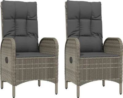 Produktbild von vidaXL Gartenstühle 2 Stk. Poly Rattan Grau