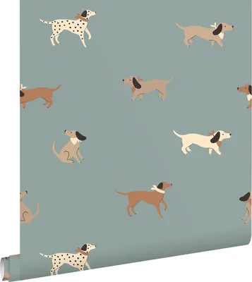Immagine prodotto di ESTAhome carta da parati cani blu e marrone 50 x 900 cm