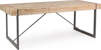 Produktbild von Esstisch Garret 200 x 90 x 77 cm Tannenholz Tischplatte mit Stalbeinen schwarz