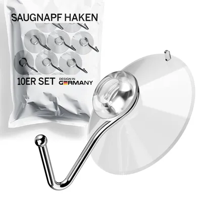 Produktbild von Saugnapfhaken, 10 Stück, transparent, Ø 35 mm – Saugnapfhaken aus PVC und Edelstahl zur Dekoration von Fenstern, Küche und Bad. Rückstandsfrei entfernbar und wiederverwendbar.