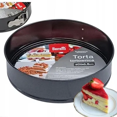Imagen del producto de Berretti, molde redondo para tartas, con base desmontable y revestimiento antiadherente, acero al carbono, 26 cm
