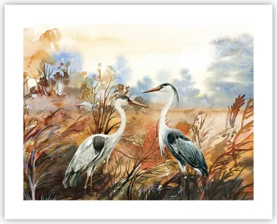 Produktbild von Poster - Poster ohne Rahmen - Kraniche Vögel Herbst - 50x40 cm - Wand Bild - Wanddeko - Wandbilder - Kunstposter - Wandposter - Bilder - Kunstdruck - Wanddekoration - Wandbild - P2XAA50x40-5077