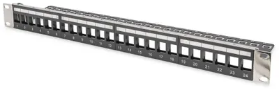 Patchpanel 24-Port 19 Zoll 1U geschirmt Keystone Schwarz
