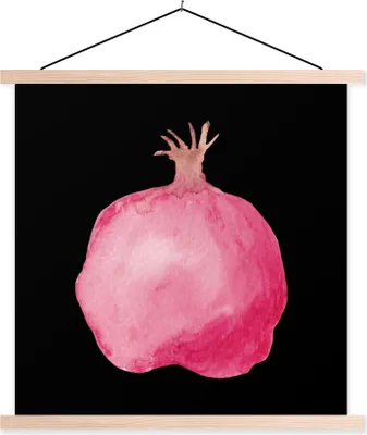 Produktbild von MuchoWow® Textilposter Granatapfel - Rosa - Schwarz 40x40 cm mit holzfarbenen Rahmen - Posterleiste