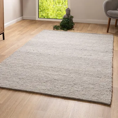 Produktbild von Steffensmeier Handwebteppich Leo | Schurwolle | Wohnzimmer | Grau Beige, handgewebt, Größe: 240x290 cm