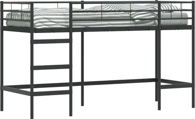 Zdjęcie produktu dla vidaXL Łóżko piętrowe dla dzieci, czarne, 99,5 x 190 cm, stalowe