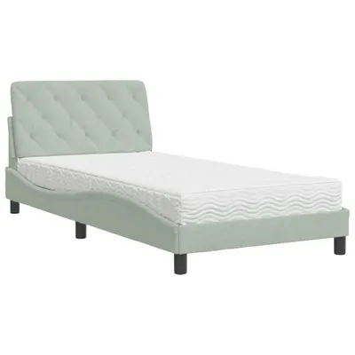 Produktbild von Bett mit Matratze Hellgrau 100x200 cm Samt