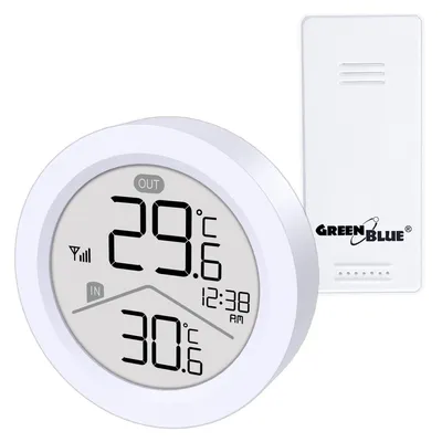 Immagine prodotto di Stazione meteorologica wireless GreenBlue Temperatura interna/esterna Orologio con selezione °C / °F Portata fino a 60 m GB162