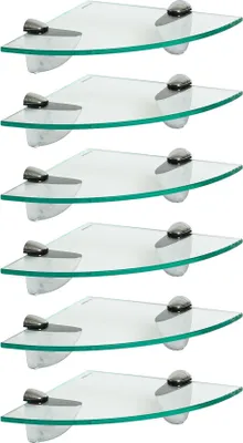 Produktbild von Harbour Housewares Eckregale aus Glas, schwebend – 20 cm – 6er-Pack