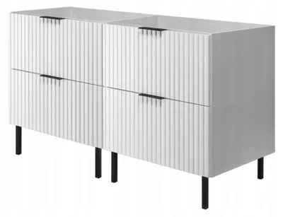 Zdjęcie produktu dla Szafka Łazienkowa Stojąca Pod Umywalkę 120X46 Cm Flisan Biała Ryflowana