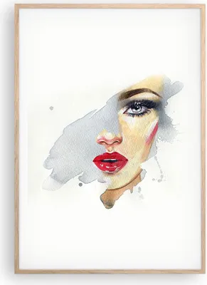 Produktbild von Gerahmtes Poster - Rahmen in heller Eiche - Aquarell Frau Mund - 70x100 cm - Wand Bild - Wanddeko - Wandbilder - Kunstposter - Wandposter - Bilderrahmen - Bilder - Kunstdruck - P2NPA70x100-4891