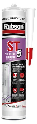 Immagine prodotto di Silicone RUBSON ST5 - Multiuso per sanitari - Grigio chiaro - Cartuccia da 300 ml - 2610575
