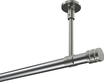 Produktbild von Interdeco Gardinenstange / Vorhangstange Chrom / Edelstahl-Optik, Typ Sonette Estana (Glitzerkappe) ohne Ringe, Deckenmontage, 20 mm Ø 1-läufig, 220 cm