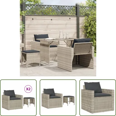 Produktbild von The Living Store 4-tlg. Garten-Sofagarnitur mit Kissen Hellgrau Poly Rattan