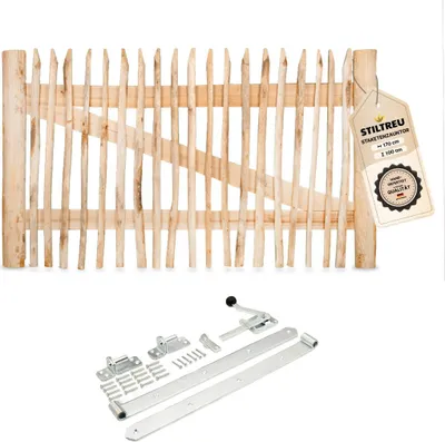 Produktbild von Classic Staketenzaun-Tor Set (silber) aus Edelkastanie, Breite 170 cm, Höhe 100 cm (genagelte Ausführung)