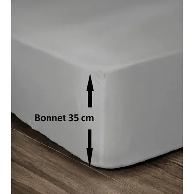 Produktbild von LOVELY HOME Spannbetttuch 100% Baumwolle 180x200cm - Mütze 35cm - Hellgrau
