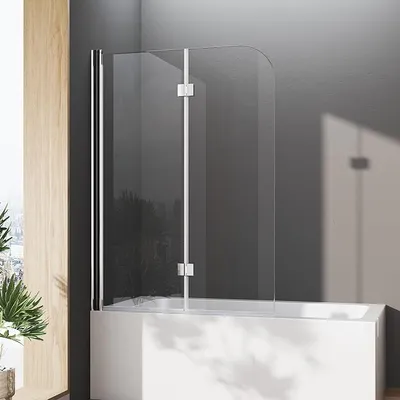 Productafbeelding van Douchewand voor bad, 100x140 cm. Vouwwand voor bad. Doucheafscheiding van nano-glas. Badkuipafscheiding van 6 mm gelaagd veiligheidsglas. Douchewand