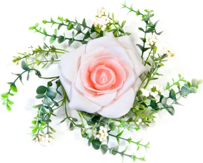 Produktbild von Tischgesteck Rose Rosa mit Blattwerk 18 cm - Einheitsgröße