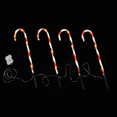 Produktbild von 4er Set LED-Gartenleuchtstäbe Zuckerstange