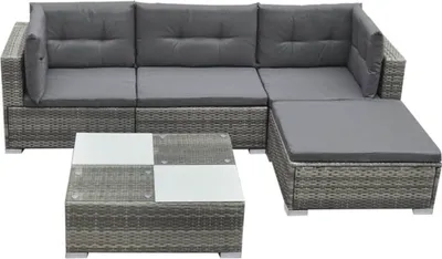 Obrázek produktu pro vidaXL 5dílná zahradní lounge souprava s polštáři Poly Rattan Grey