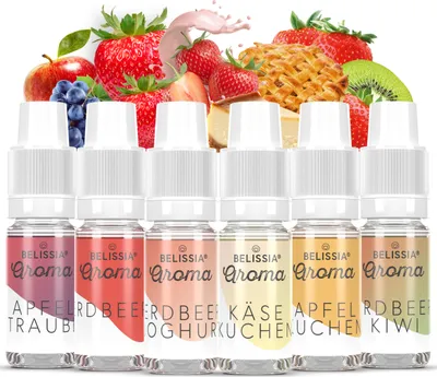 Produktbild von Belissia Lebensmittelaroma Set Dessert Delight - 6x10ml Hochdosiertes Aroma - Kalorienfrei, Vegan - Für Speisen, Getränke, Shake, Quark, Nebelmaschine, Diffuser, Raumduft uvm.