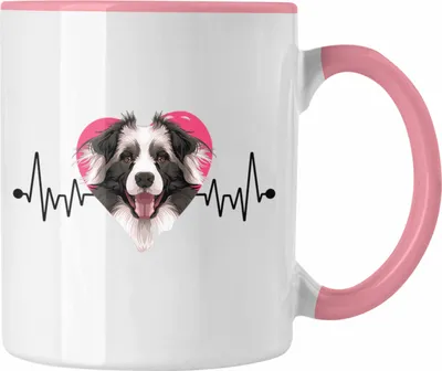 Produktbild von Trendation - Border Collies Besitzer Tasse Geschenk Lustiger Spruch Geschenkidee Herzschlag Border Collies (Rosa)